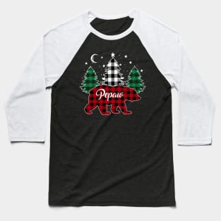 Pepaw Bear Buffalo Red Plaid Matching Family Christmas Baseball T-Shirt
